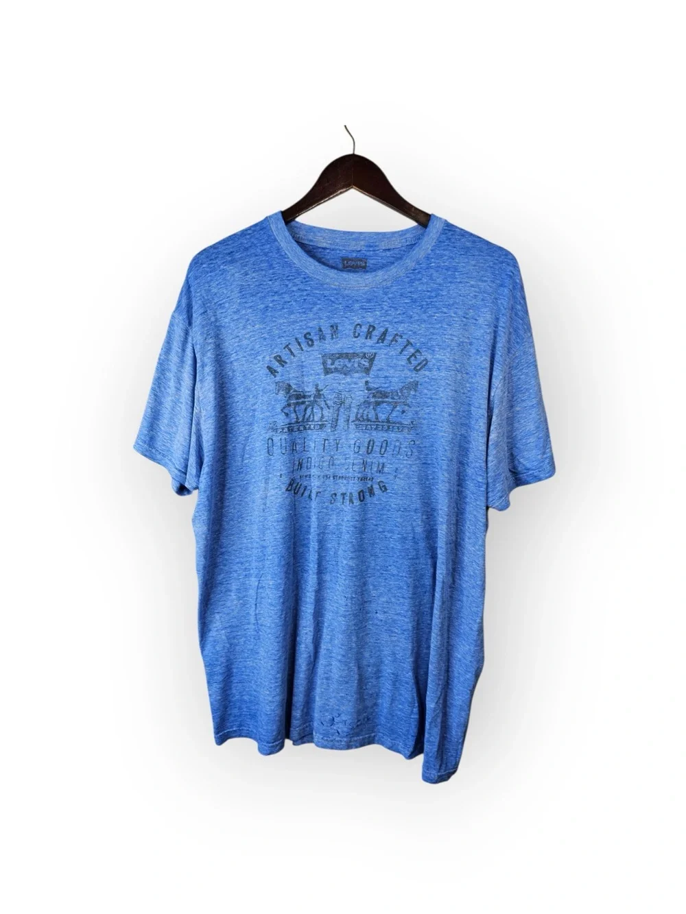 Levi’s Men’s XXL Heathered Blue Graphic Tee | Artisan Crafted Two Horse Logo